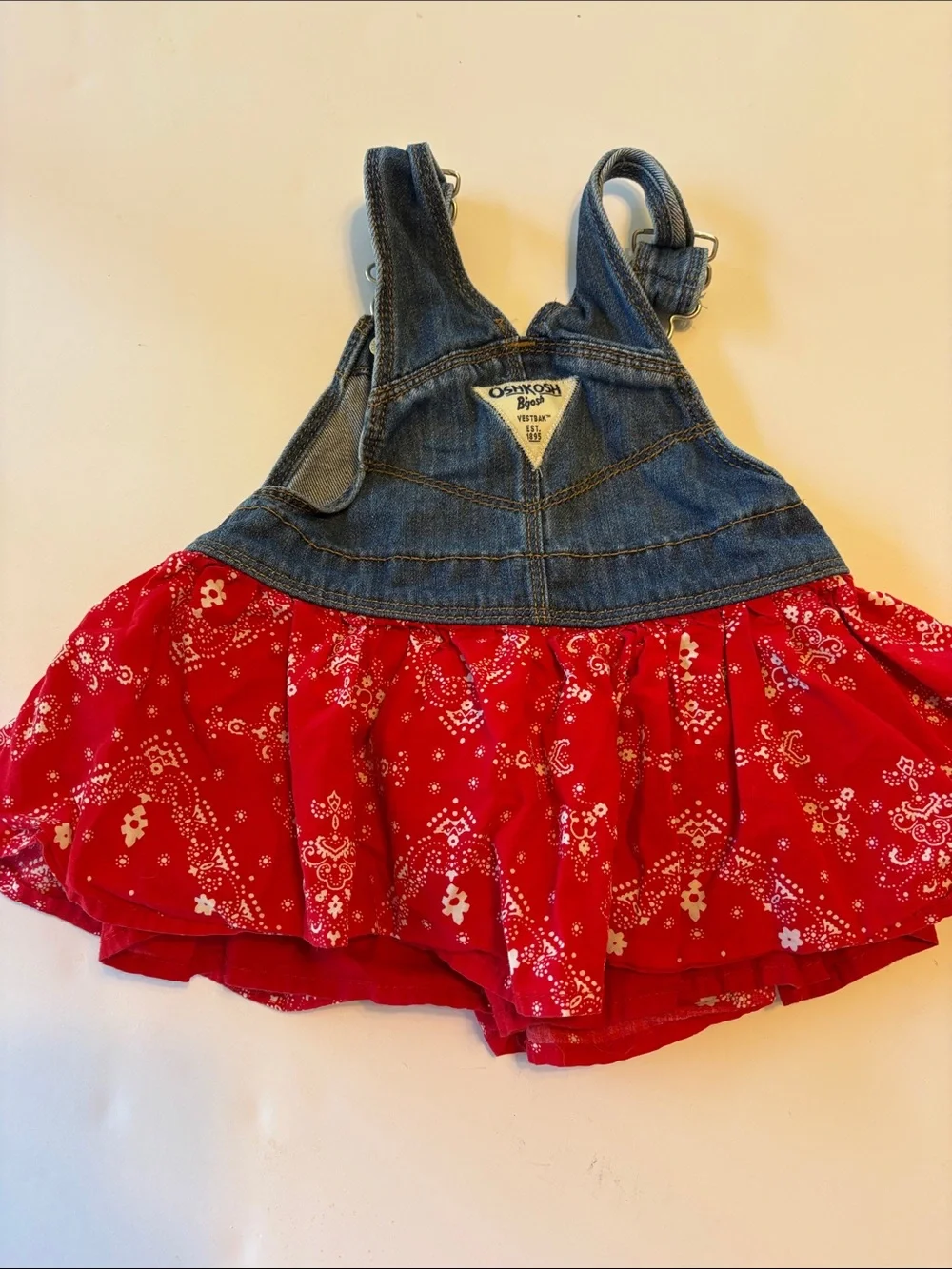OshKosh B'gosh Denim Bib Skirt with Red Bandana Print